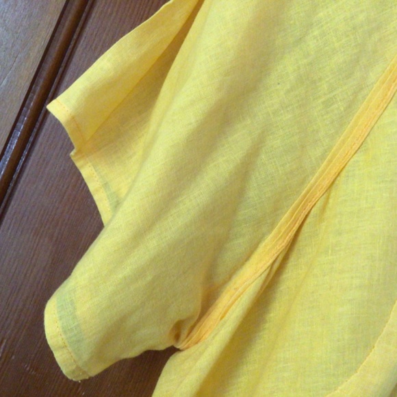 Avenue Women's Yellow Linen Cotton Blend Peasant Blouse Size 14/16 - Picture 4 of 5